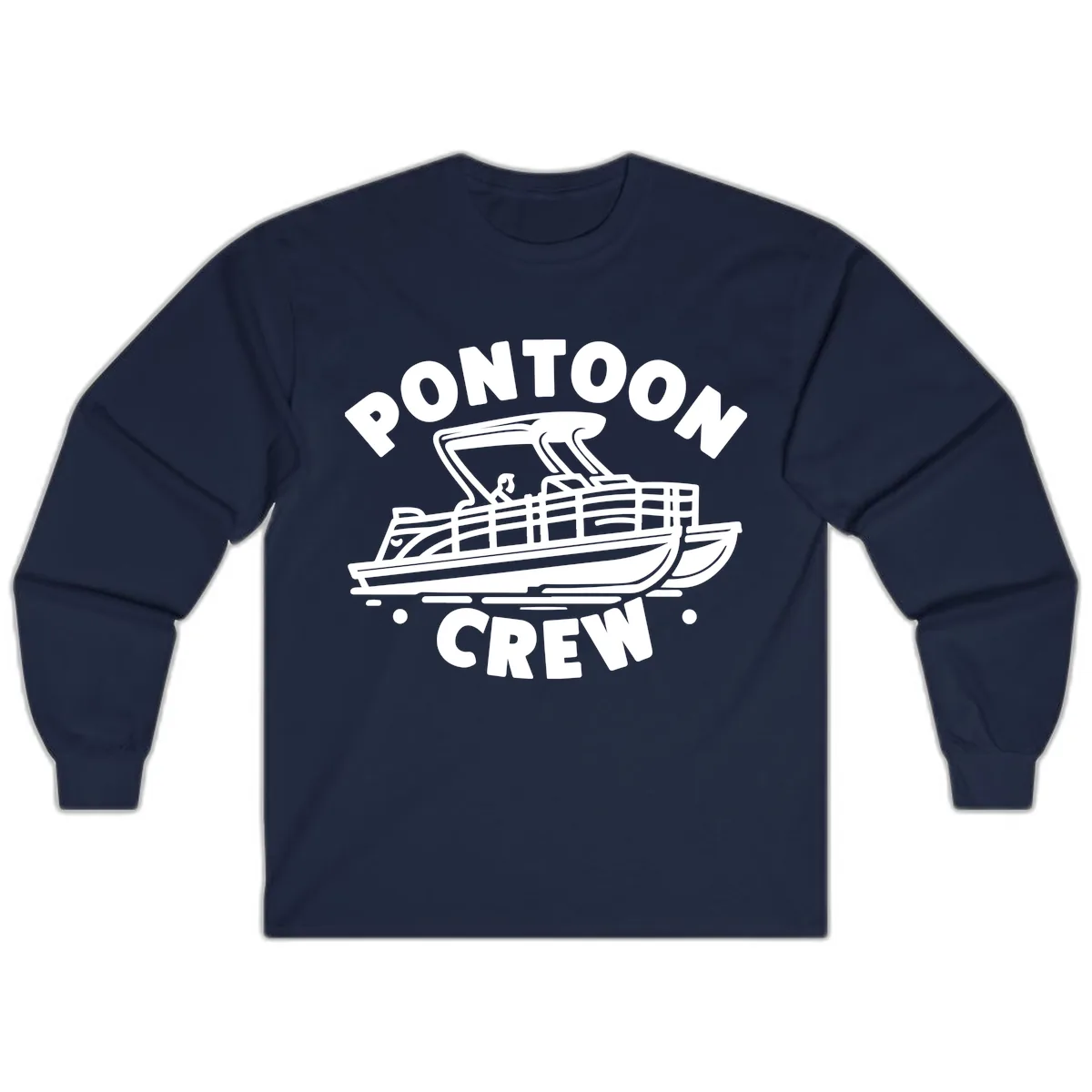 Pontoon Crew Boat Life Design Long Sleeve in Navy