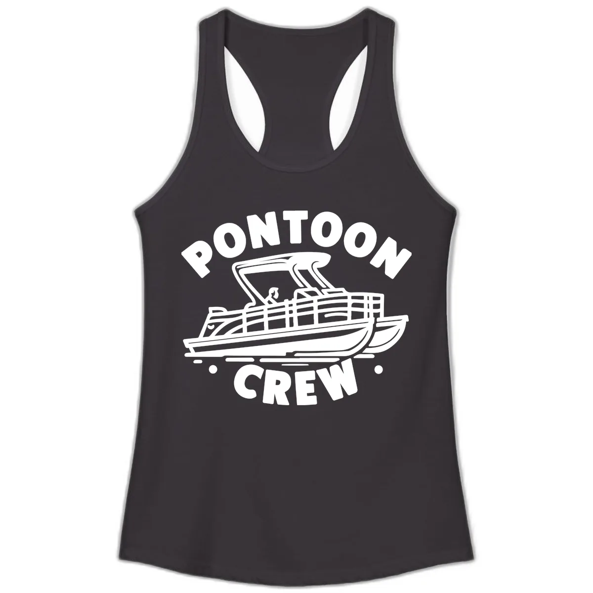 Pontoon Crew Boat Life Design Ladies Tank in Black
