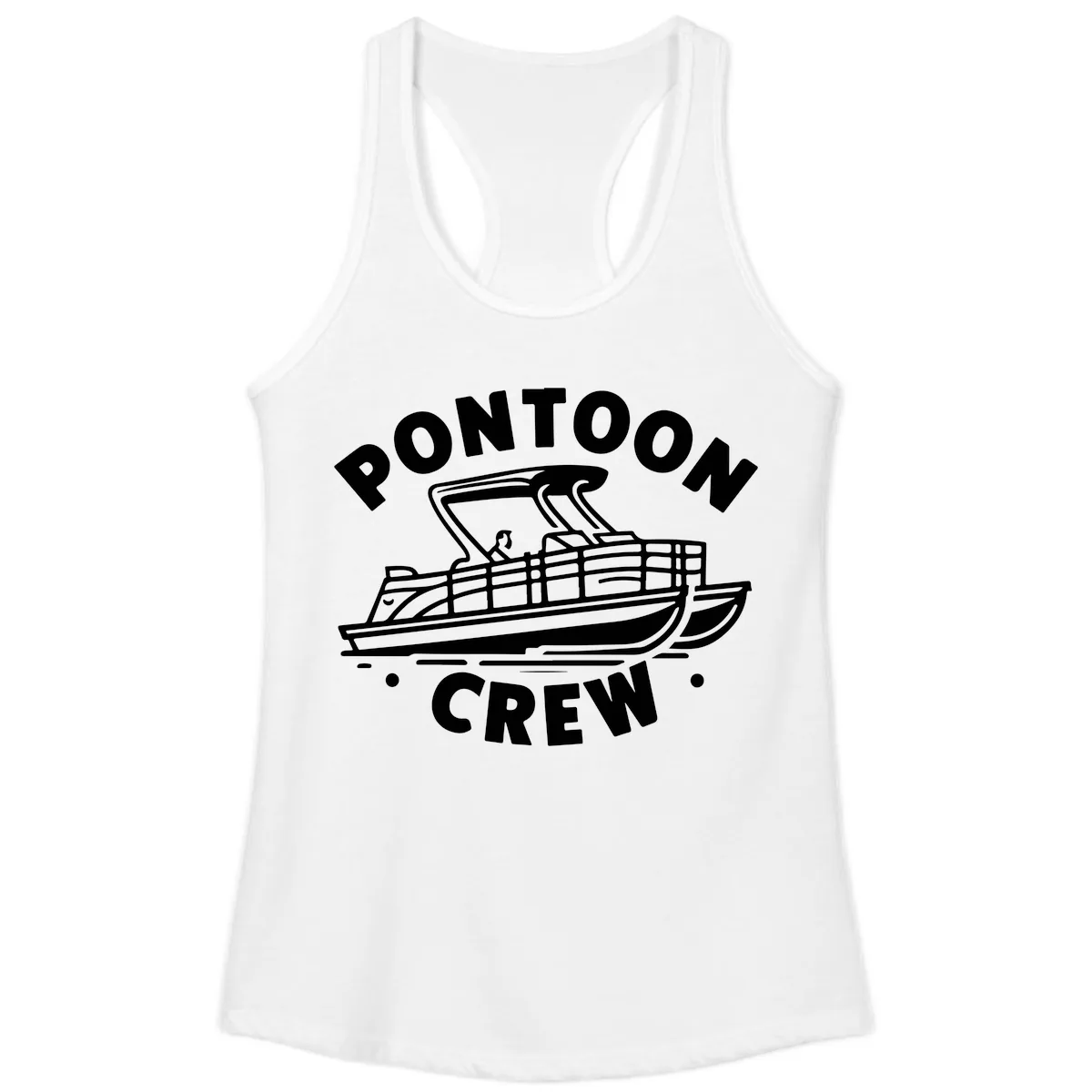 Pontoon Crew Boat Life Design Ladies Tank in White