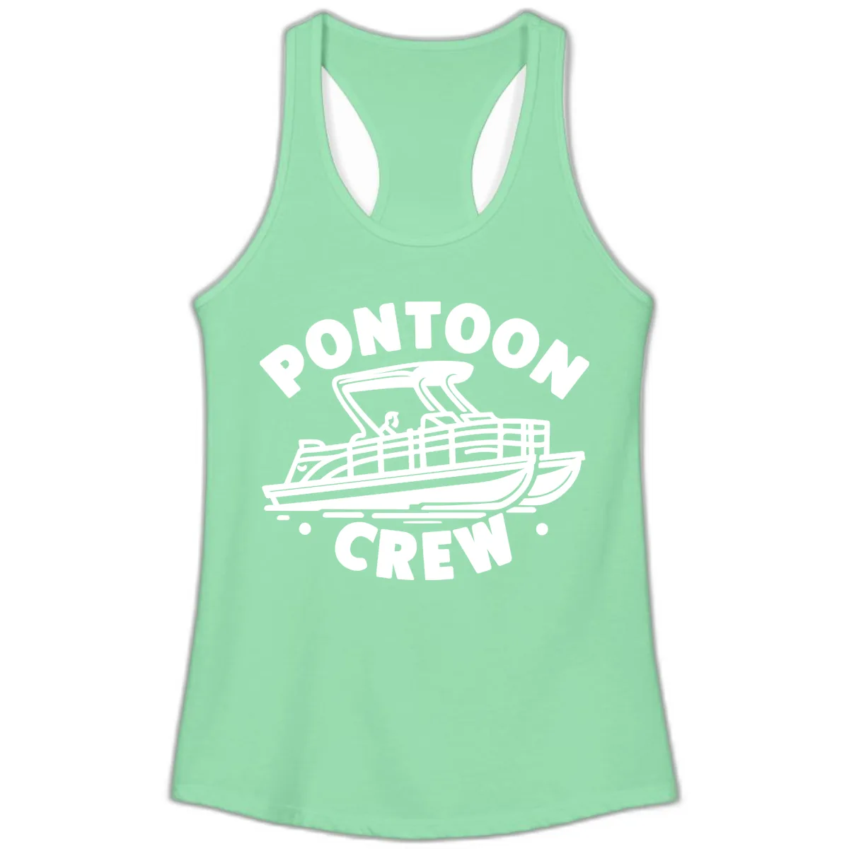 Pontoon Crew Boat Life Design Ladies Tank in Solid Mint