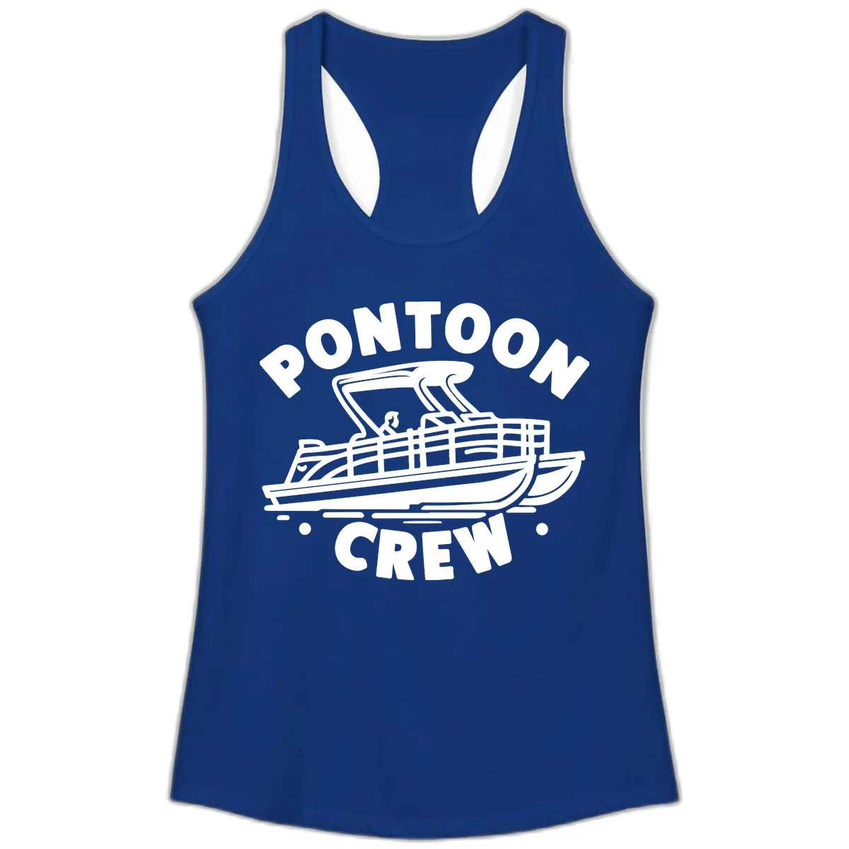 Pontoon Crew Boat Life Design Ladies Tank in Solid Royal