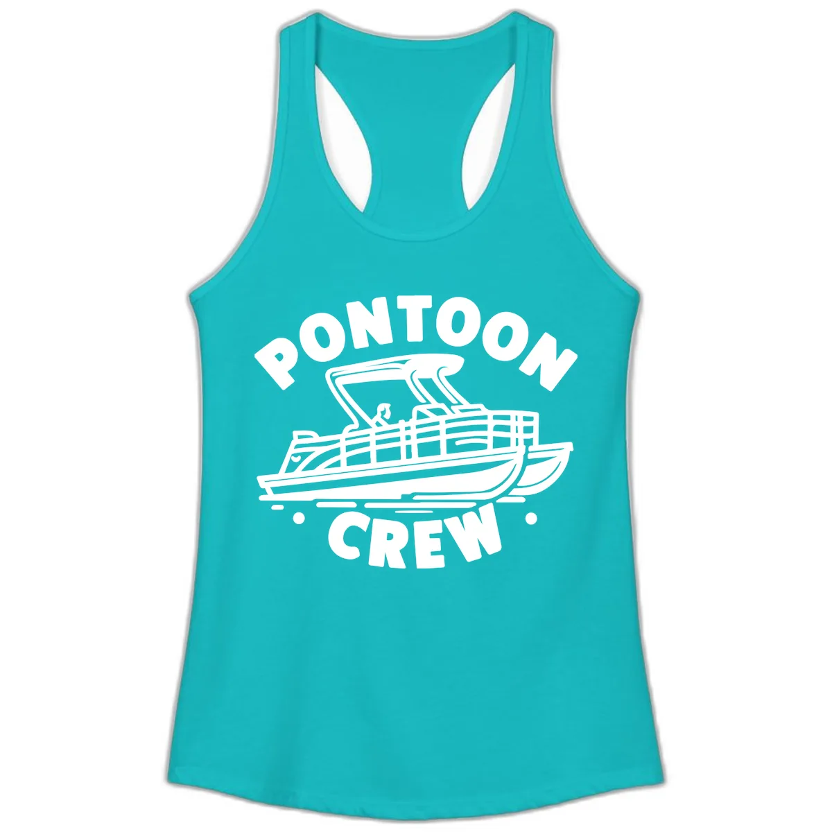 Pontoon Crew Boat Life Design Ladies Tank in Tahiti Blue