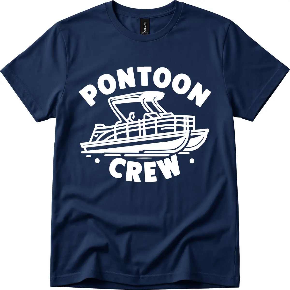 Pontoon Crew Boat Life Design T-Shirt in Navy