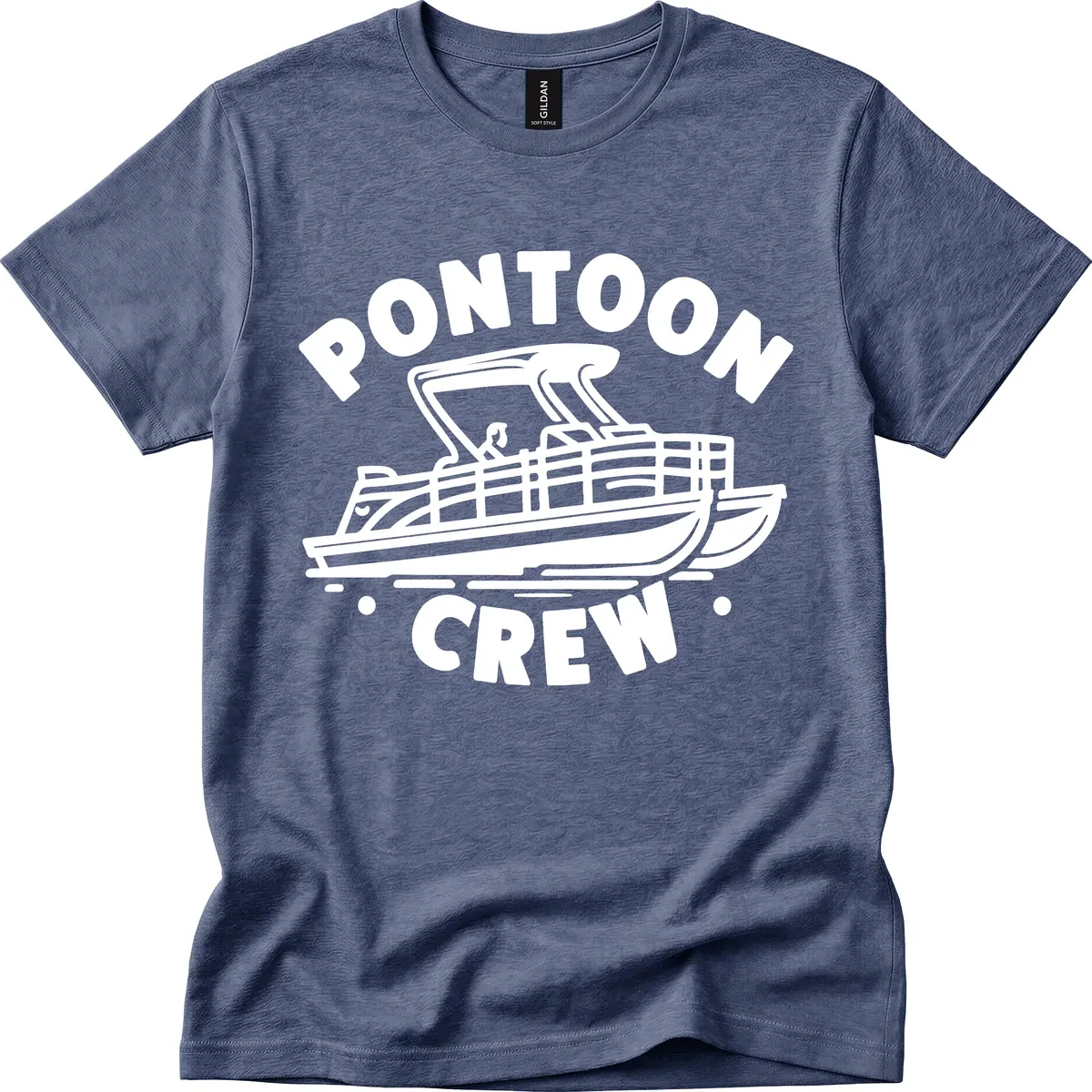 Pontoon Crew Boat Life Design T-Shirt in Heather Navy