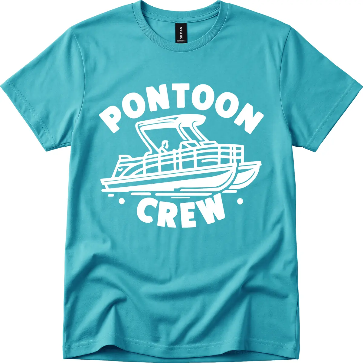Pontoon Crew Boat Life Design T-Shirt in Tropical Blue