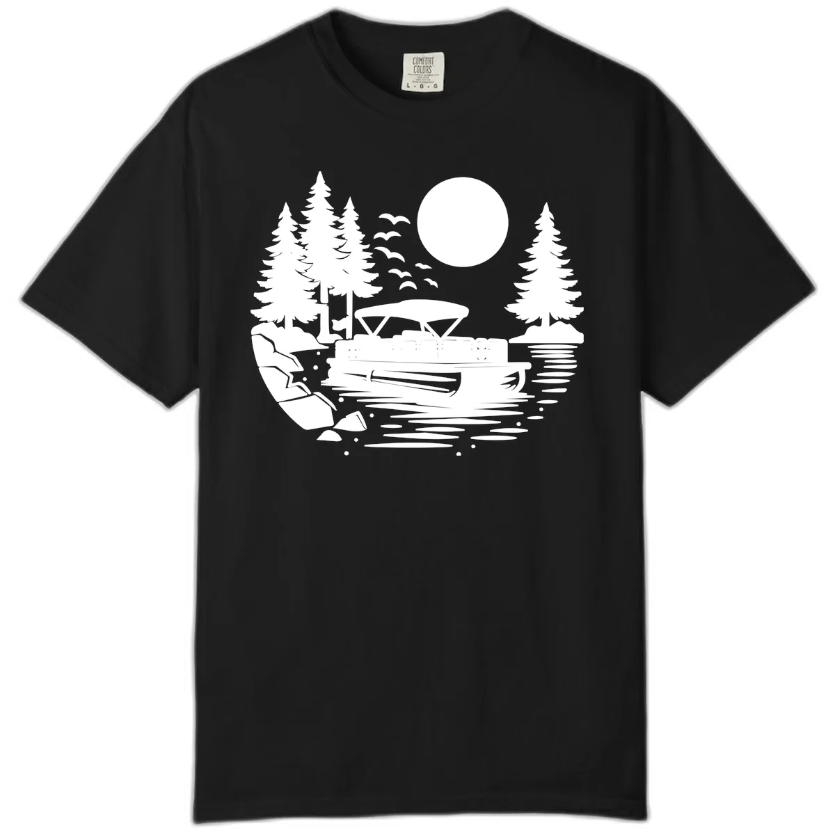 Pontoon Boat Sunset Scene Comfort Color in Black