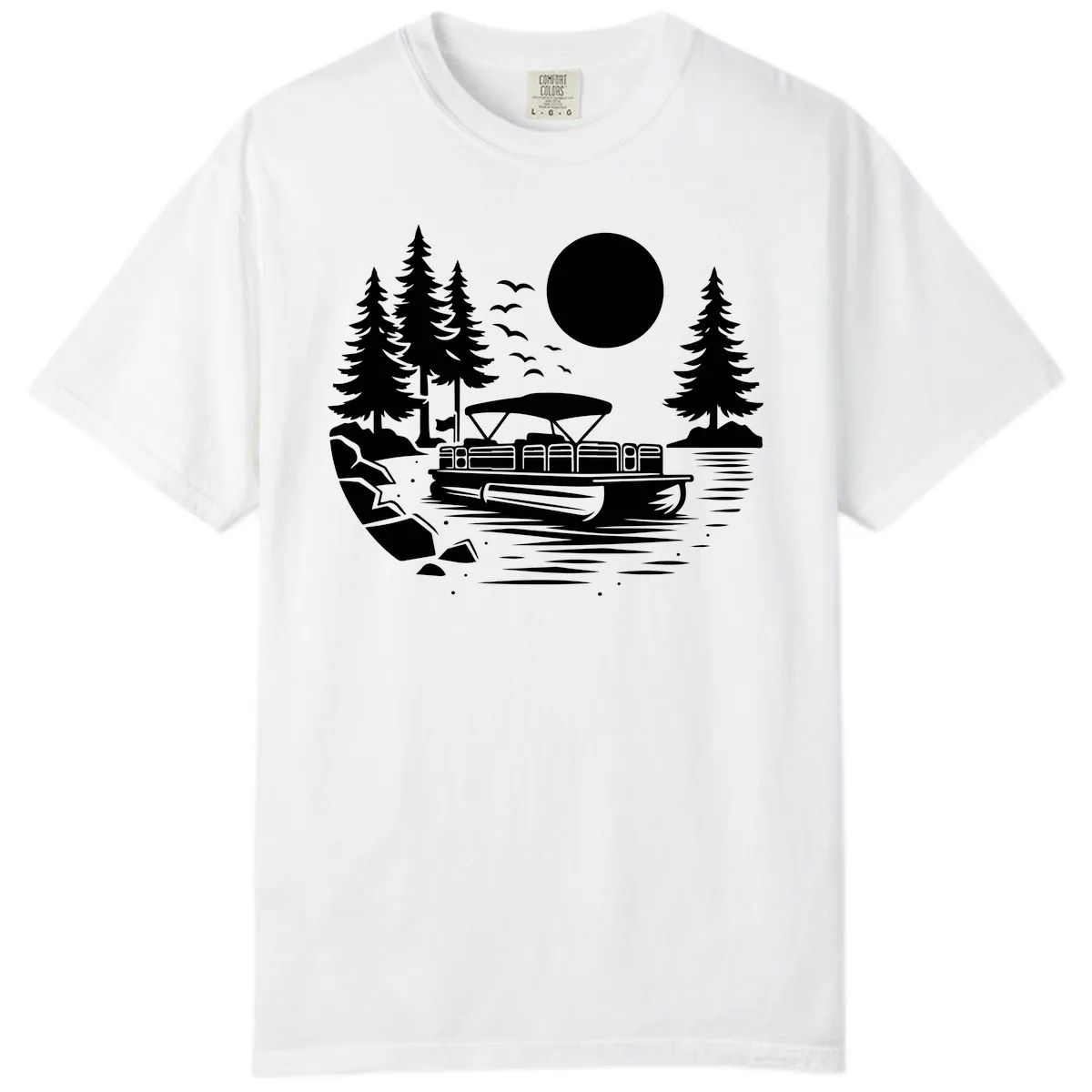 Pontoon Boat Sunset Scene Comfort Color in White