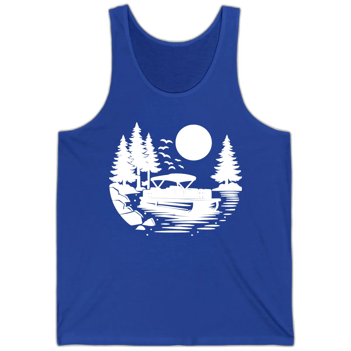 Pontoon Boat Sunset Scene Tank in True Royal
