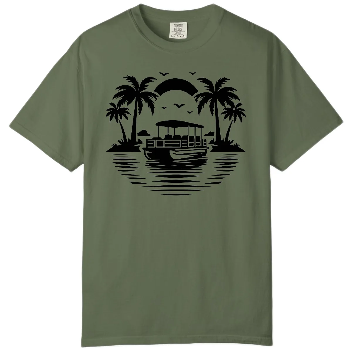 Pontoon Boat Tropical Sunset Comfort Color in Sage