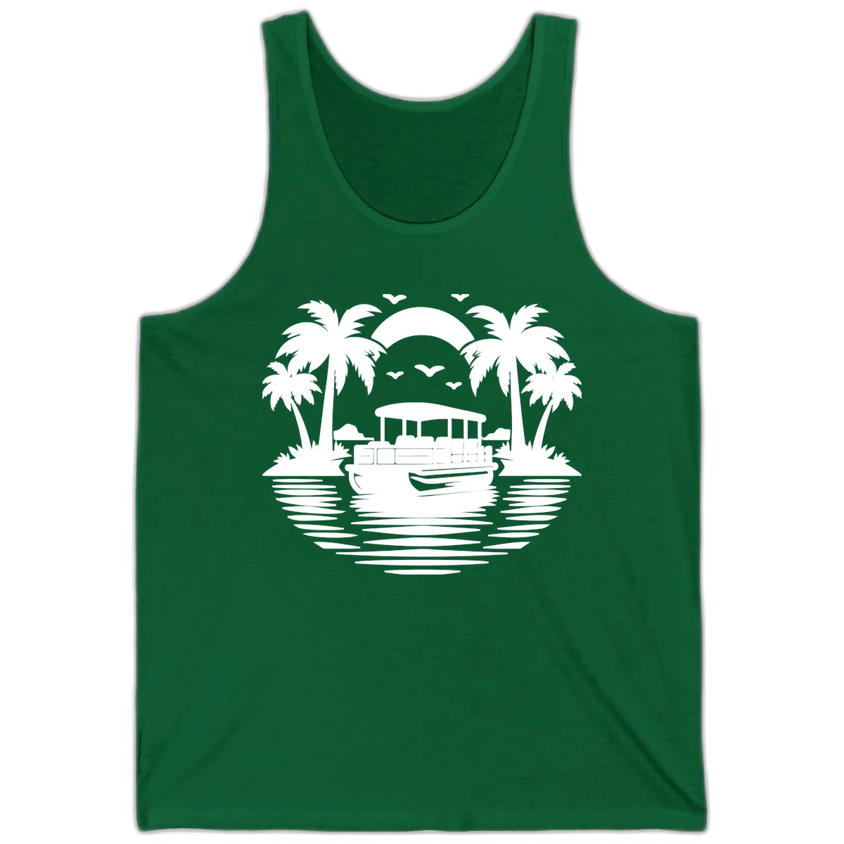 Pontoon Boat Tropical Sunset Tank in Kelly