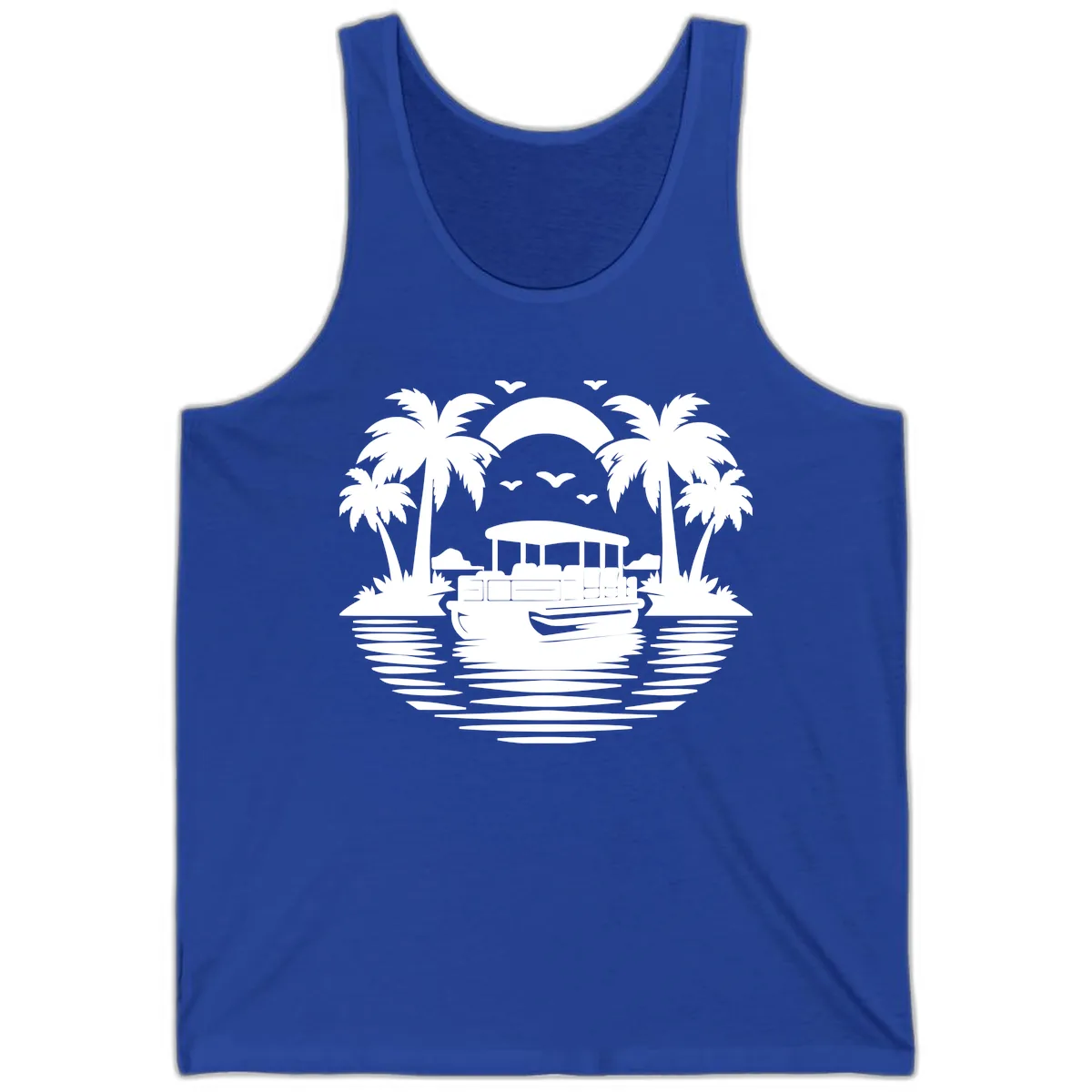 Pontoon Boat Tropical Sunset Tank in True Royal