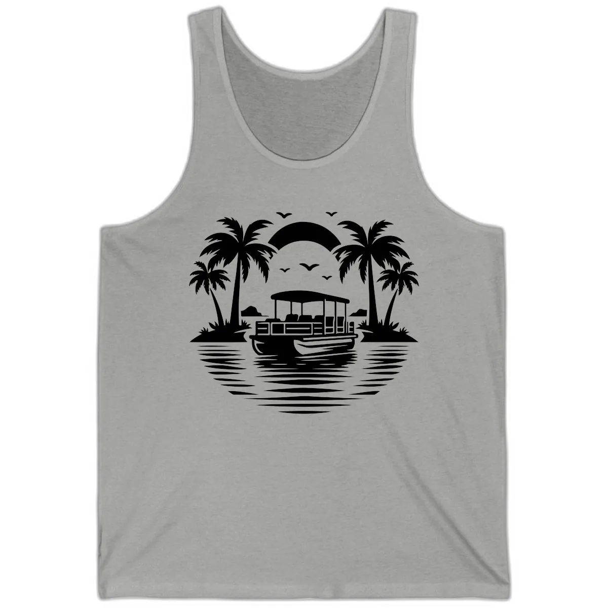 Pontoon Boat Tropical Sunset Tank in Athletic Heather