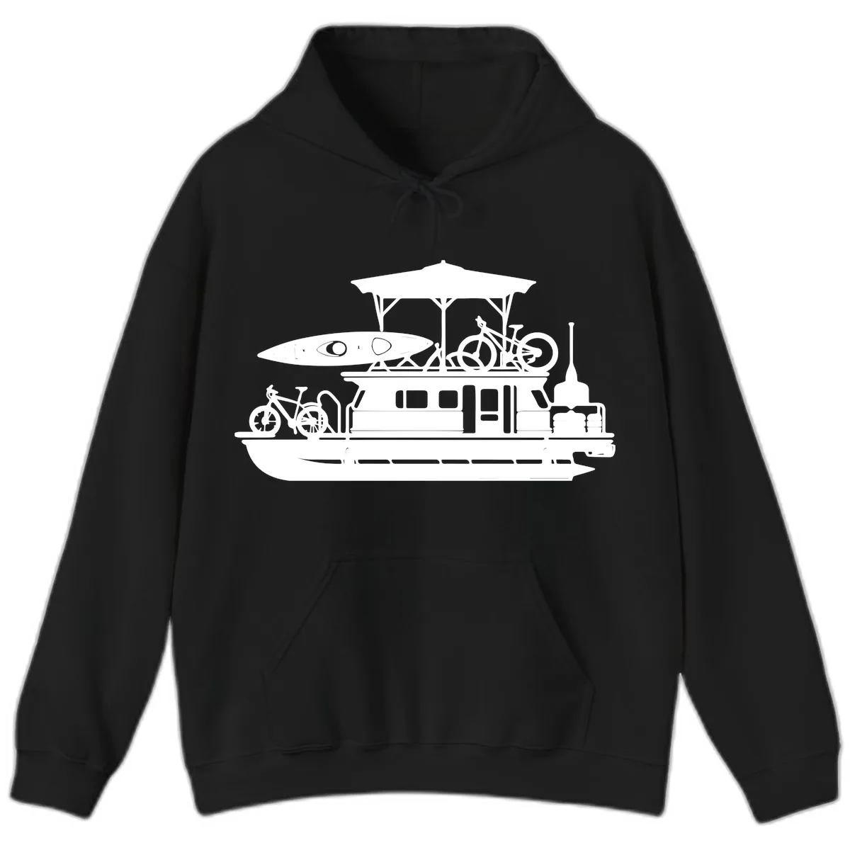 Pontoon Boat Adventure Lifestyle Hoodie in Black
