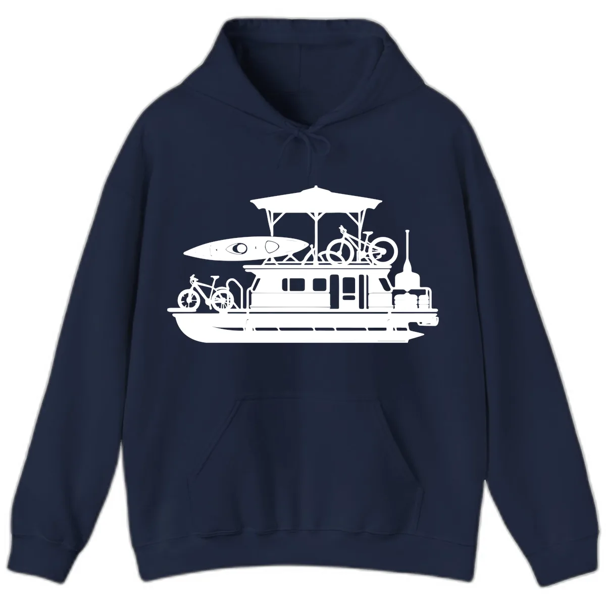 Pontoon Boat Adventure Lifestyle Hoodie in Navy