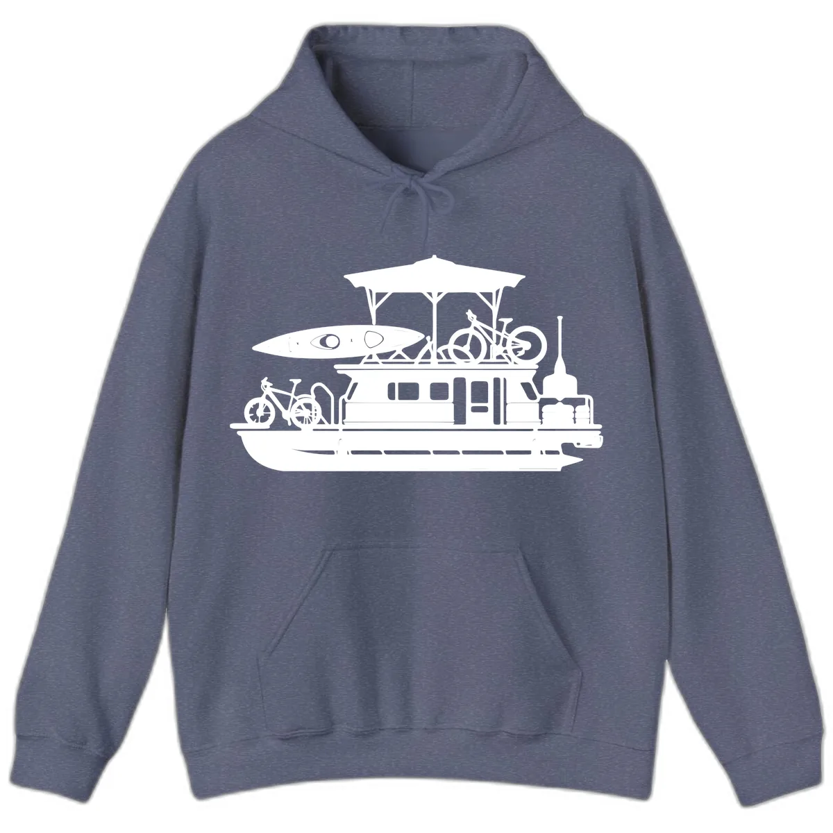 Pontoon Boat Adventure Lifestyle Hoodie in Heather Navy