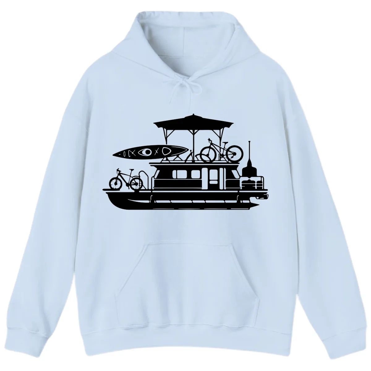 Pontoon Boat Adventure Lifestyle Hoodie in Light Blue
