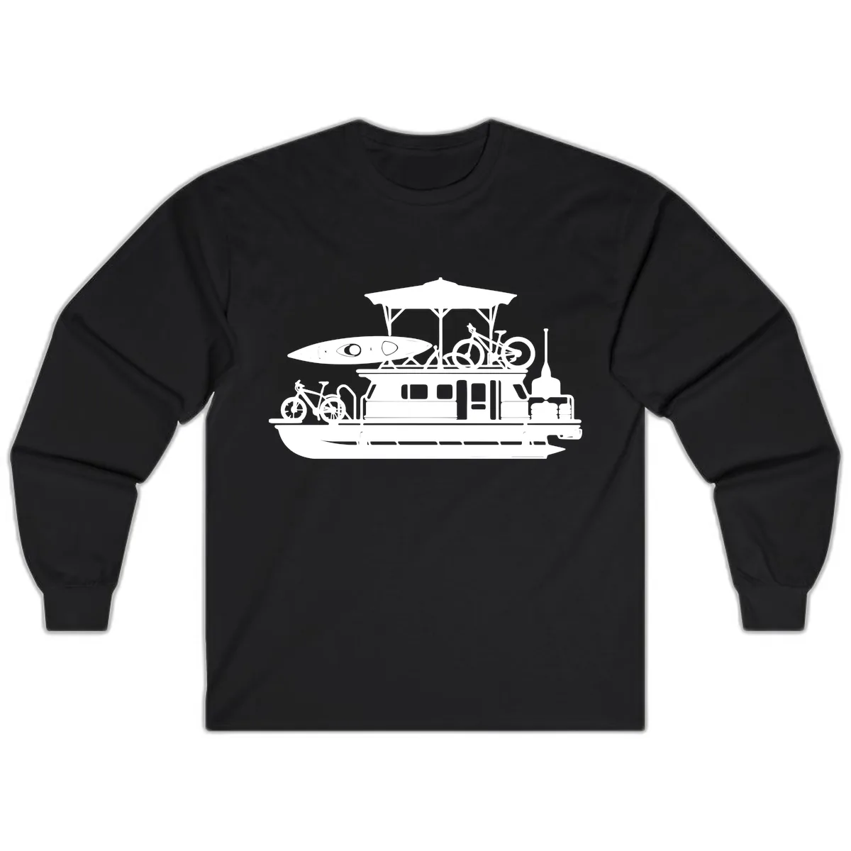 Pontoon Boat Adventure Lifestyle Long Sleeve in Black