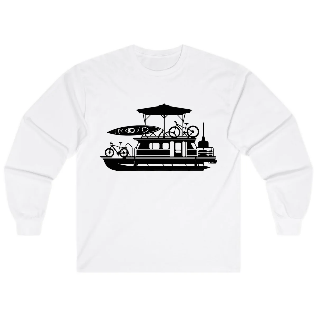 Pontoon Boat Adventure Lifestyle Long Sleeve in White