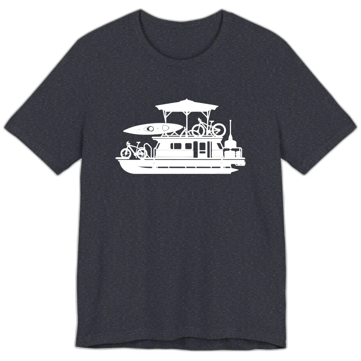 Pontoon Boat Adventure Lifestyle Premium T-Shirt in Heather Navy