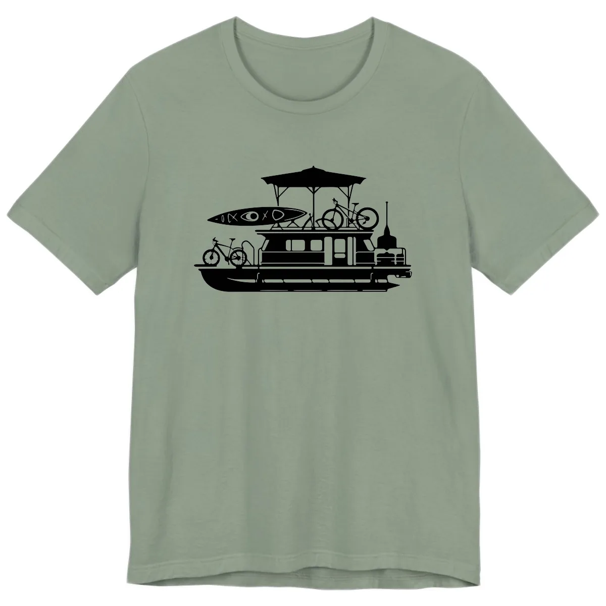 Pontoon Boat Adventure Lifestyle Premium T-Shirt in Sage