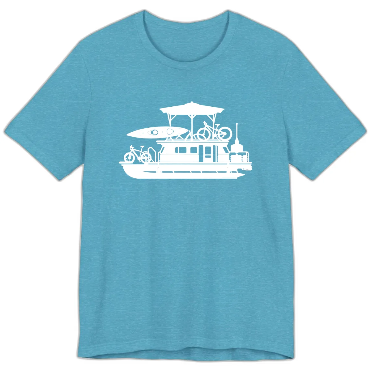 Pontoon Boat Adventure Lifestyle Premium T-Shirt in Heather Aqua