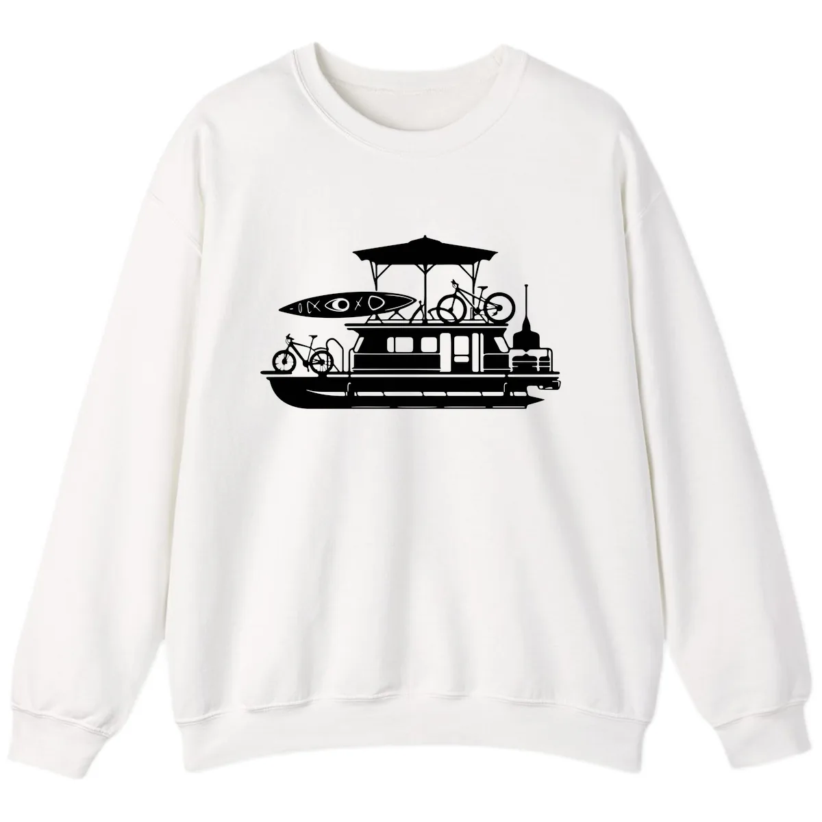Pontoon Boat Adventure Lifestyle Sweatshirt in White