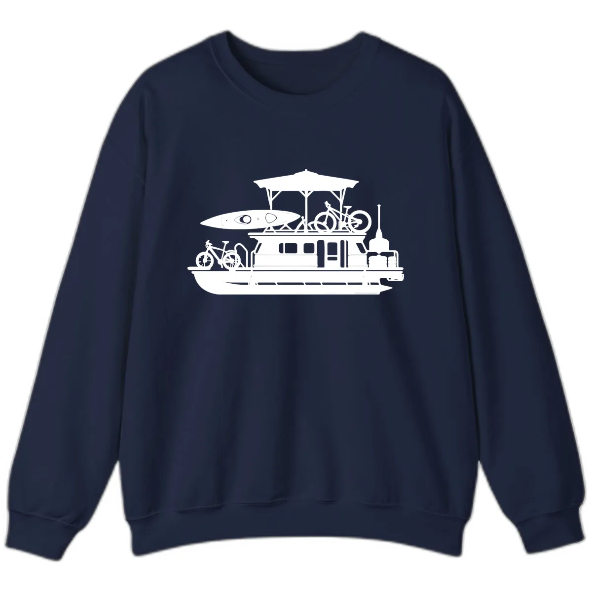 Pontoon Boat Adventure Lifestyle Sweatshirt in Navy