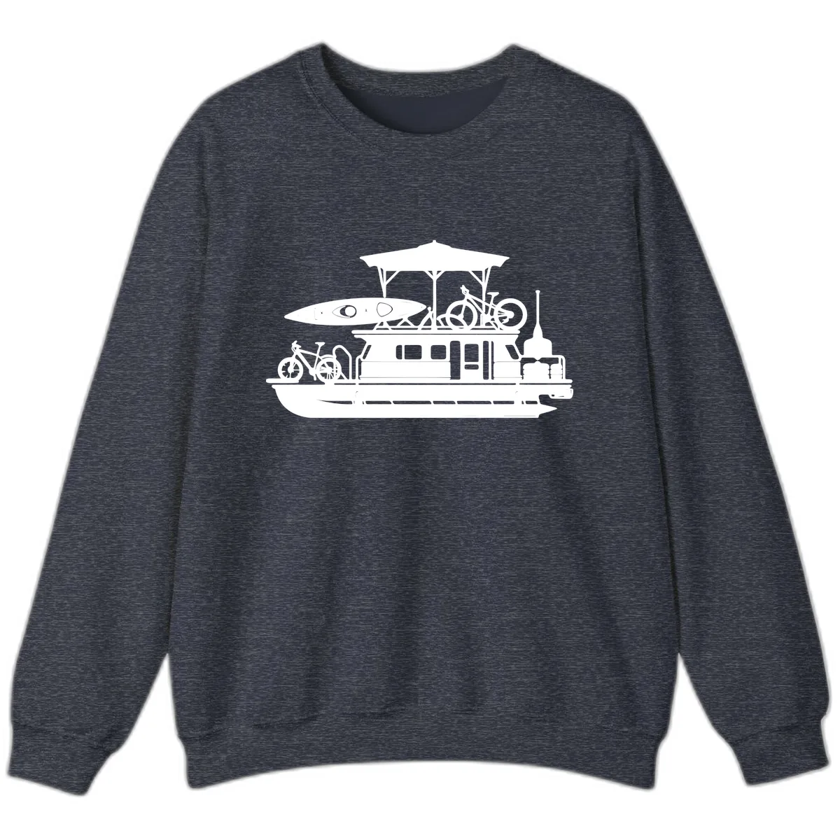 Pontoon Boat Adventure Lifestyle Sweatshirt in Heather Sport Dark Navy