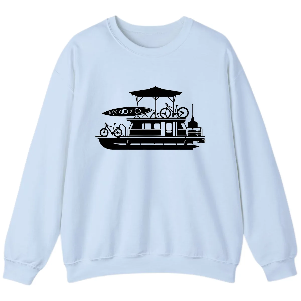 Pontoon Boat Adventure Lifestyle Sweatshirt in Light Blue