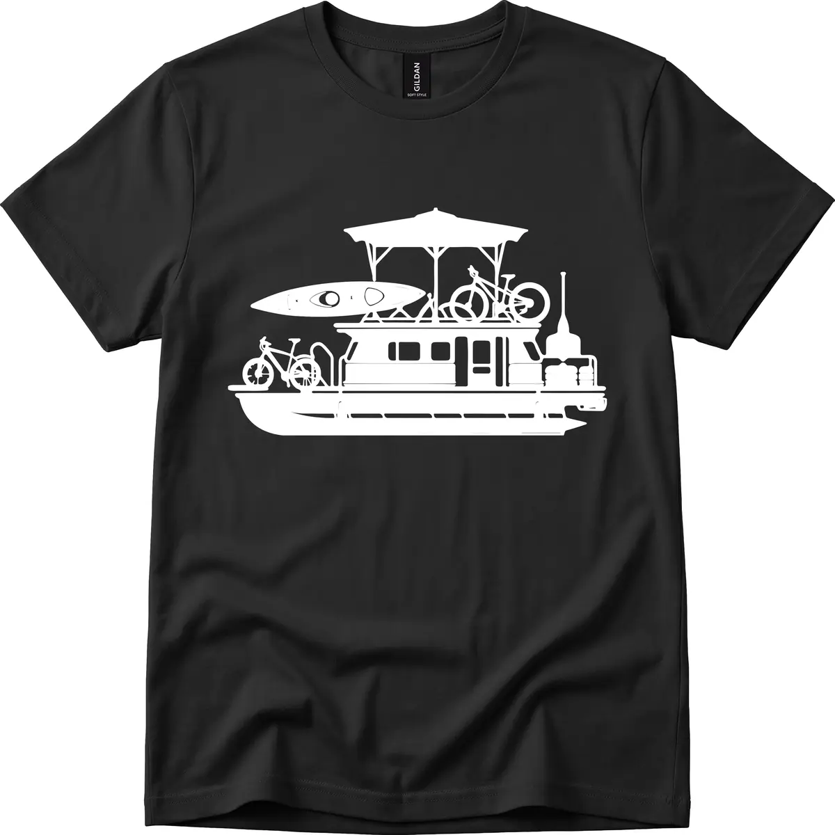 Pontoon Boat Adventure Lifestyle T-Shirt in Black