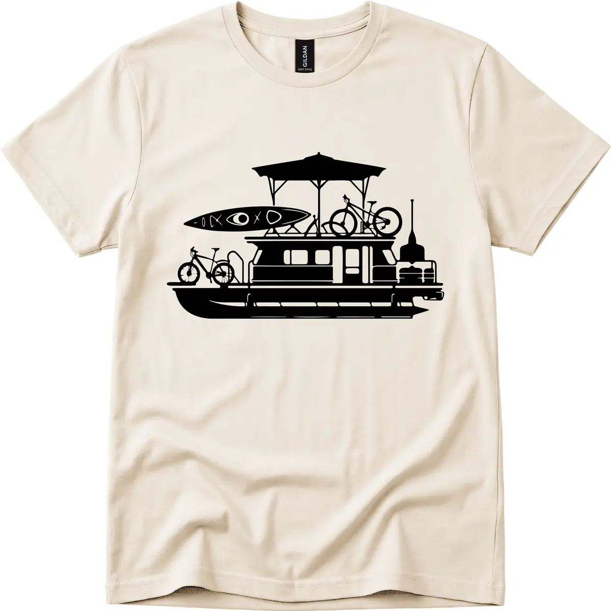 Pontoon Boat Adventure Lifestyle T-Shirt in Natural
