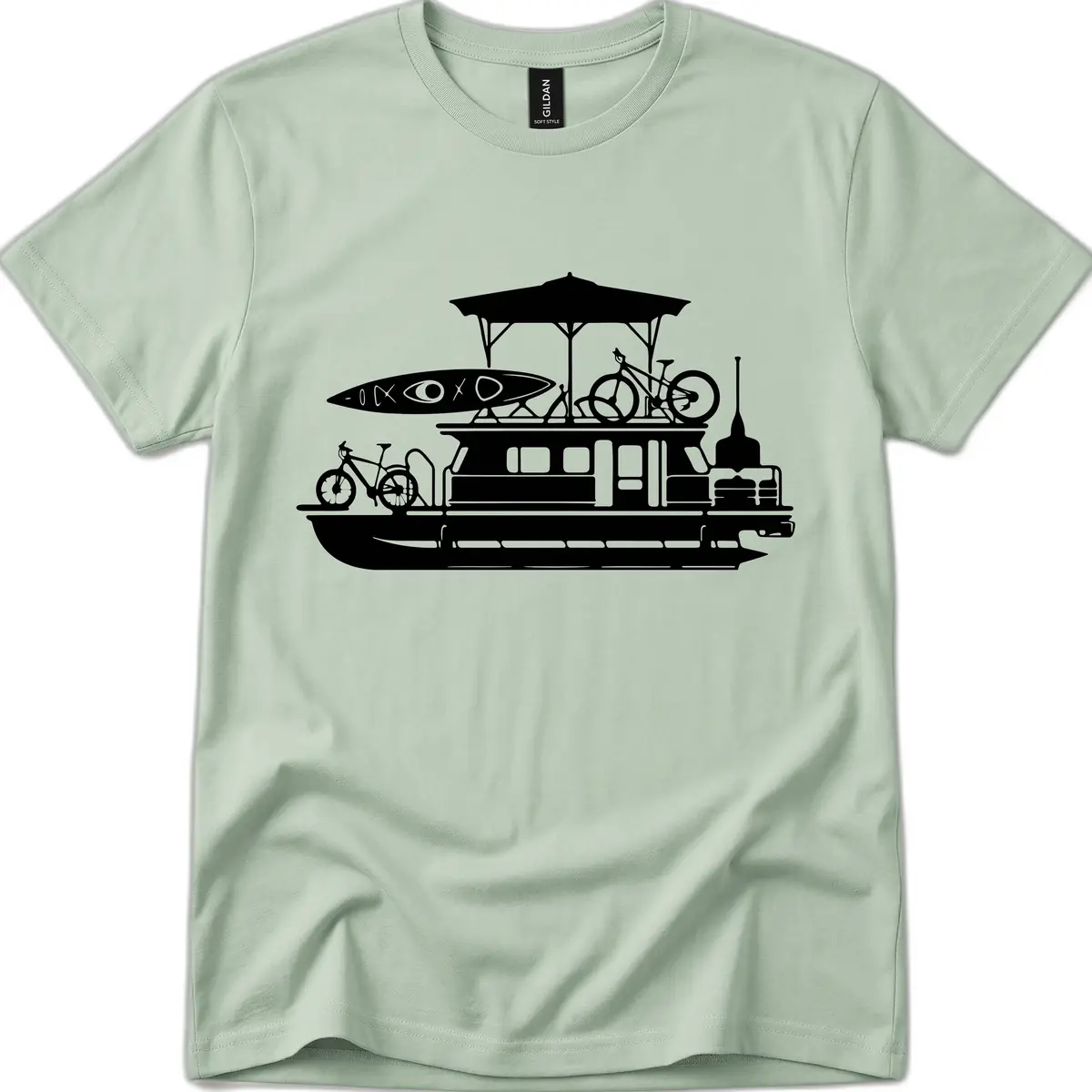 Pontoon Boat Adventure Lifestyle T-Shirt in Sage