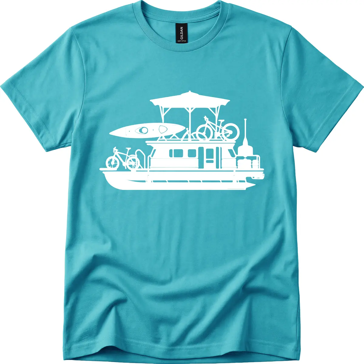 Pontoon Boat Adventure Lifestyle T-Shirt in Tropical Blue