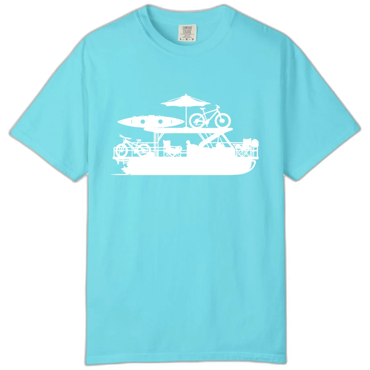 Pontoon Boat Lifestyle Design Comfort Color in Lagoon Blue