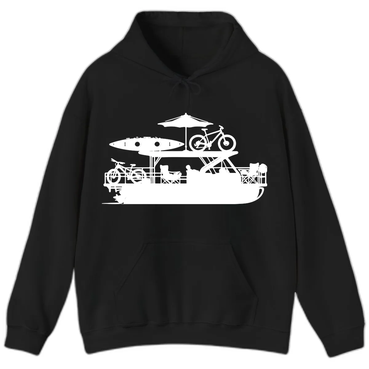 Pontoon Boat Lifestyle Design Hoodie in Black