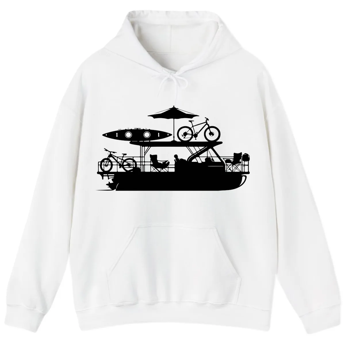 Pontoon Boat Lifestyle Design Hoodie in White