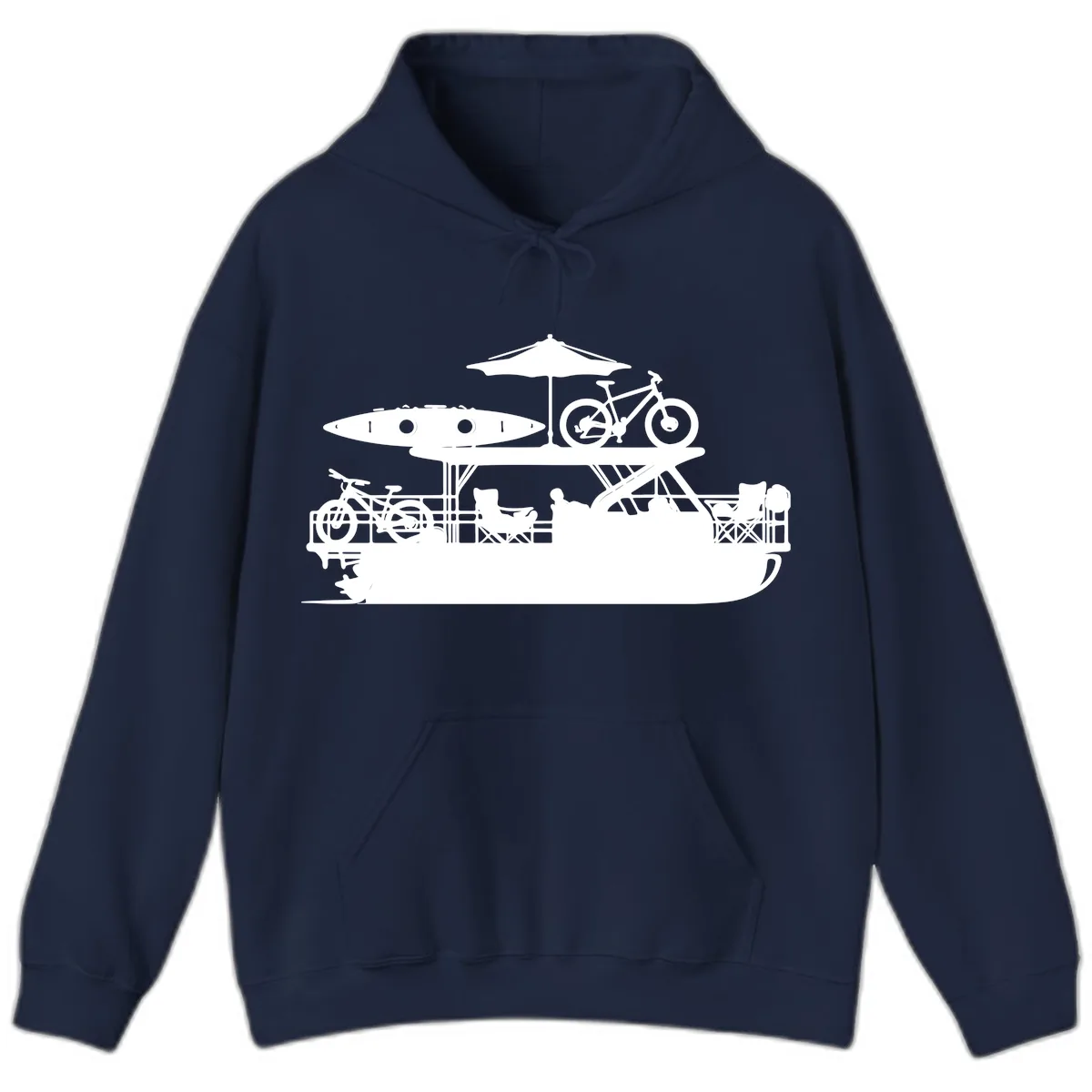 Pontoon Boat Lifestyle Design Hoodie in Navy