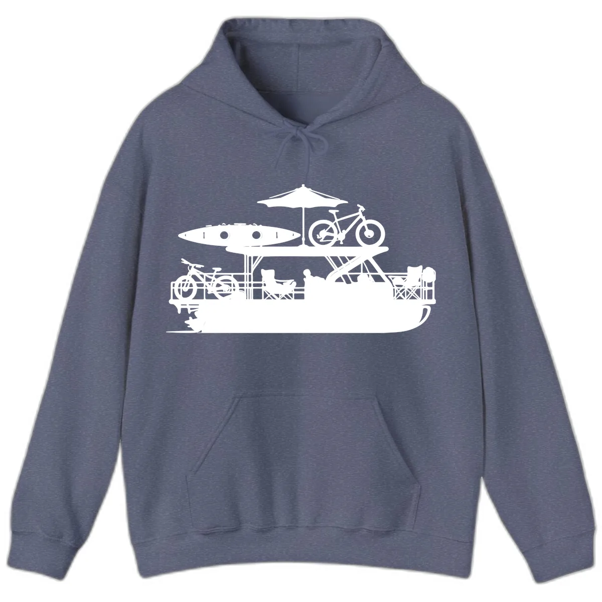 Pontoon Boat Lifestyle Design Hoodie in Heather Navy