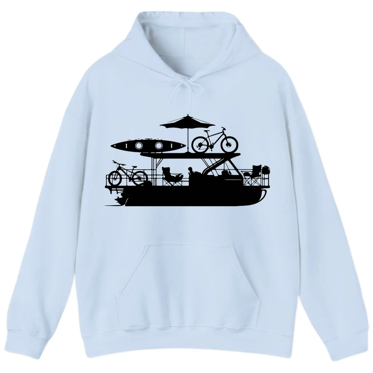 Pontoon Boat Lifestyle Design Hoodie in Light Blue