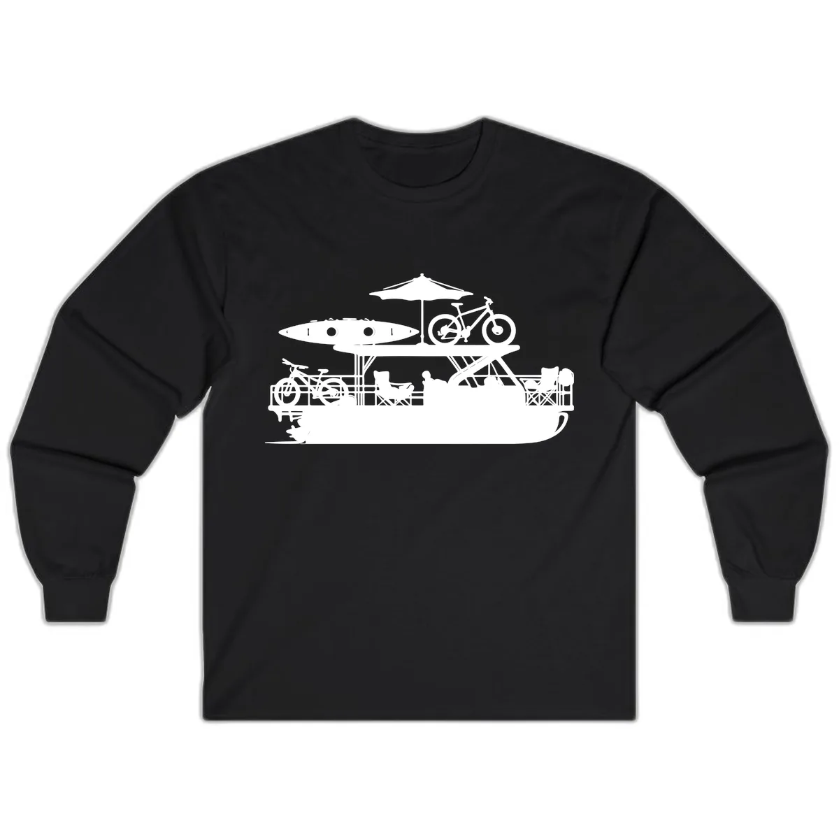 Pontoon Boat Lifestyle Design Long Sleeve in Black
