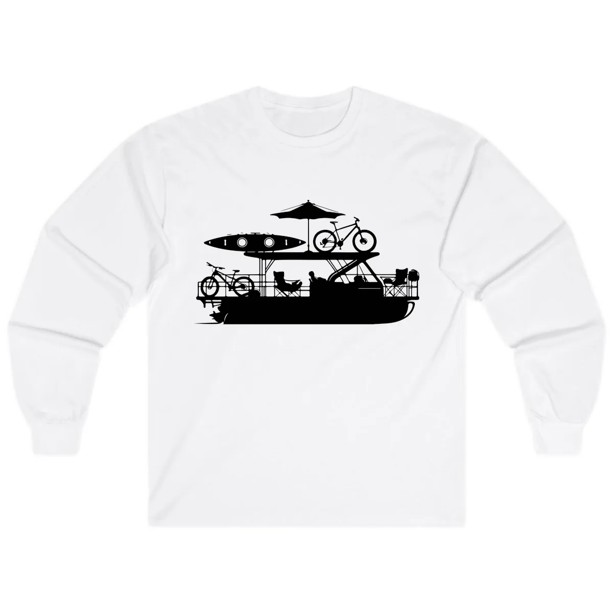 Pontoon Boat Lifestyle Design Long Sleeve in White