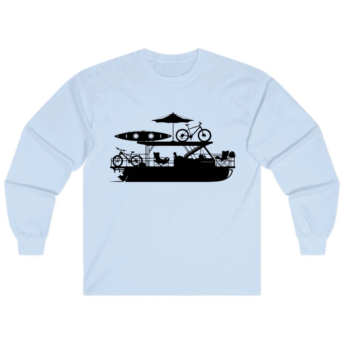 Pontoon Boat Lifestyle Design Long Sleeve in Light Blue