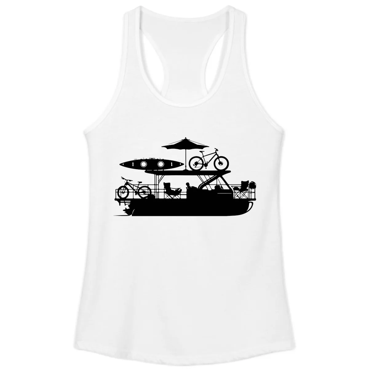 Pontoon Boat Lifestyle Design Ladies Tank in White