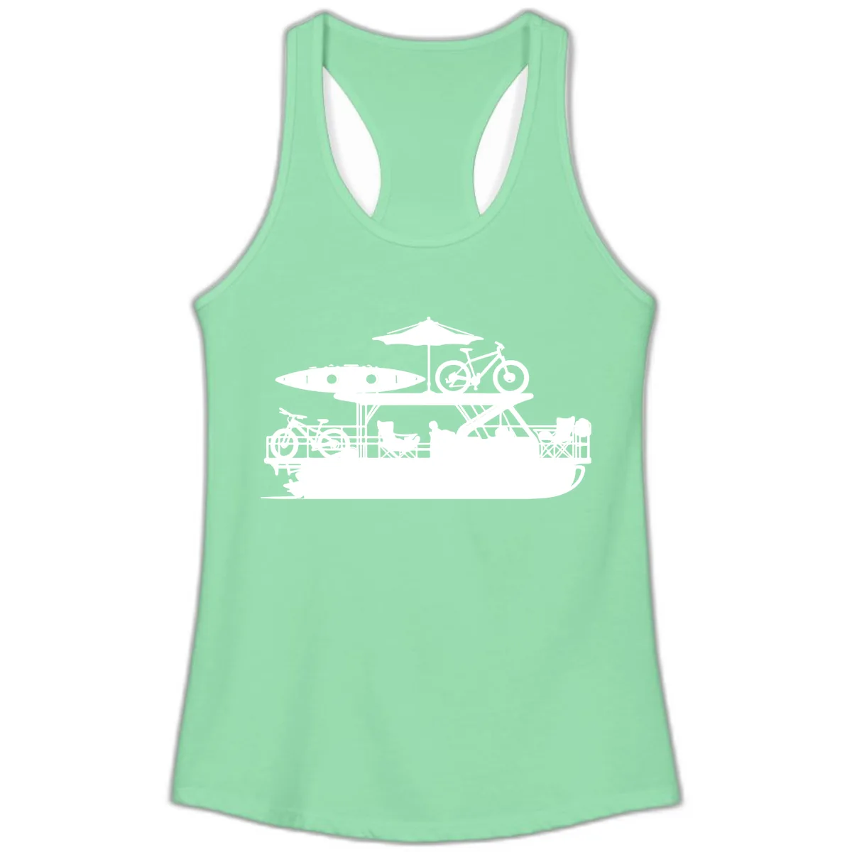 Pontoon Boat Lifestyle Design Ladies Tank in Solid Mint