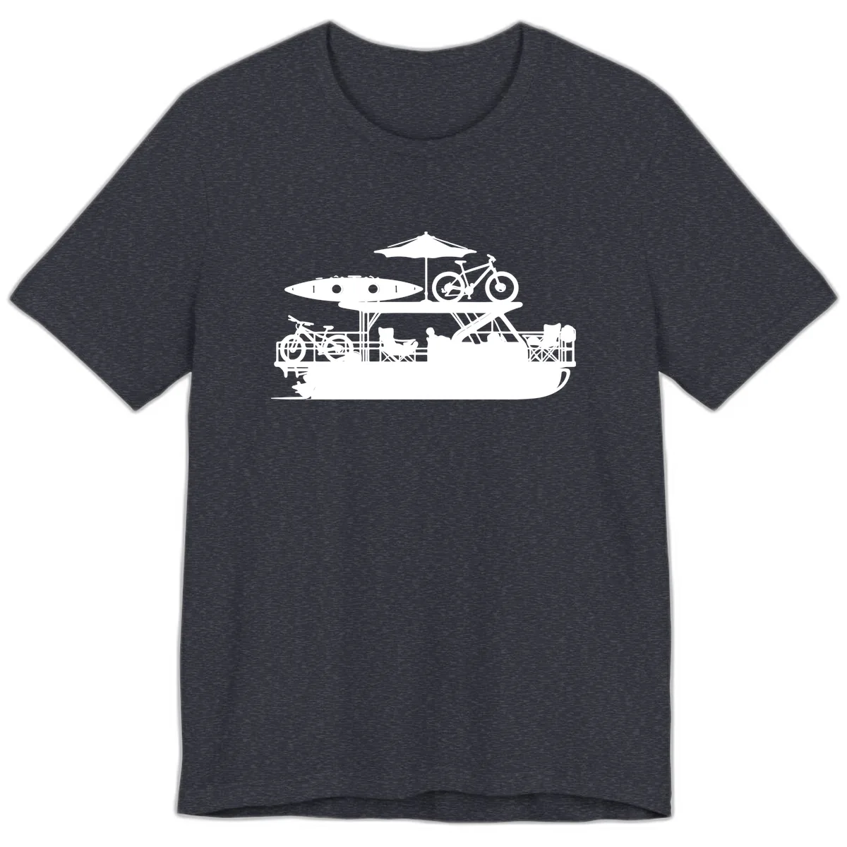 Pontoon Boat Lifestyle Design Premium T-Shirt in Heather Navy
