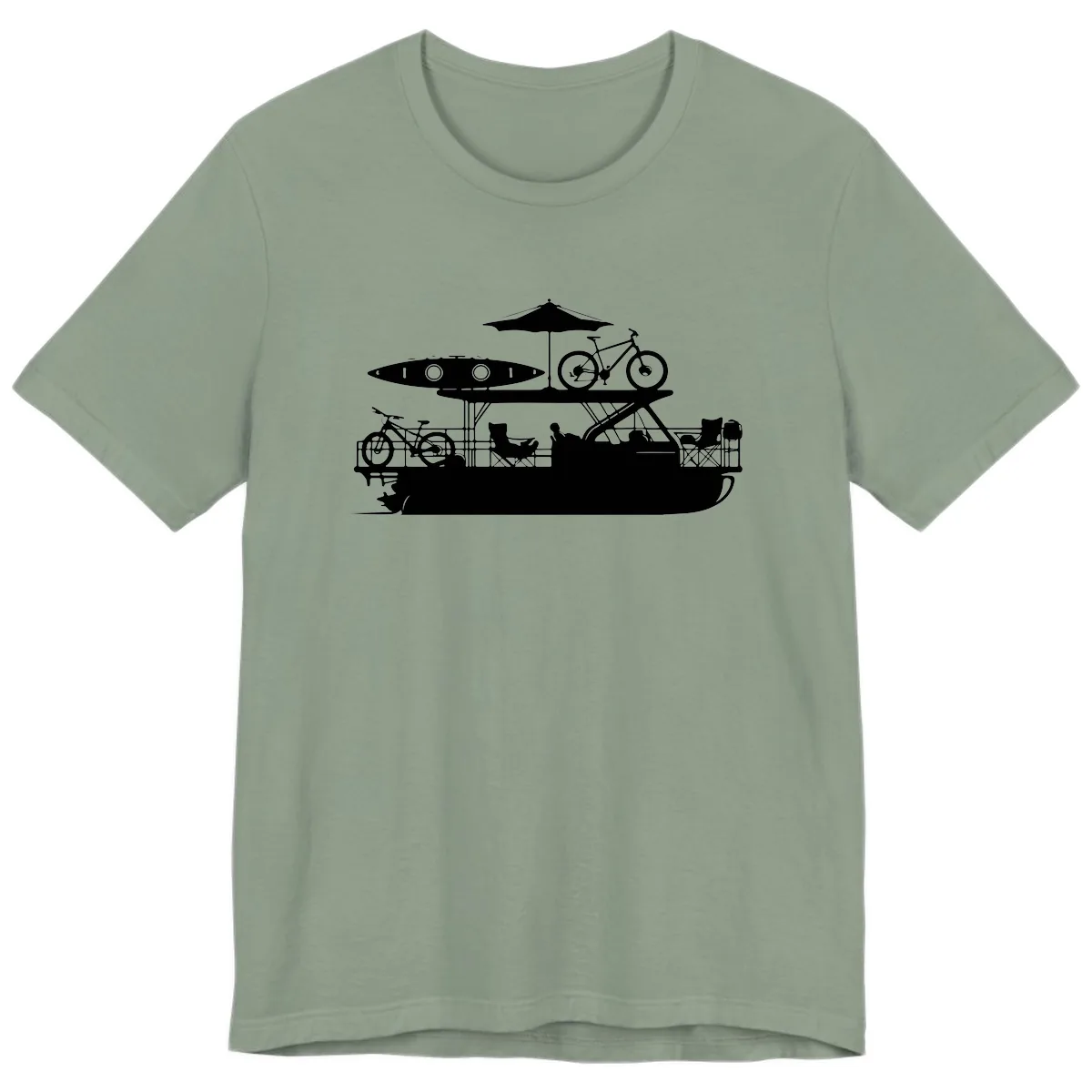 Pontoon Boat Lifestyle Design Premium T-Shirt in Sage