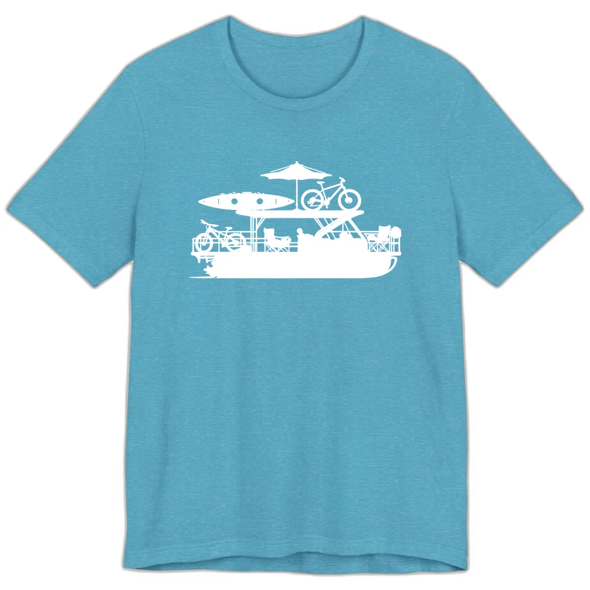 Pontoon Boat Lifestyle Design Premium T-Shirt in Heather Aqua