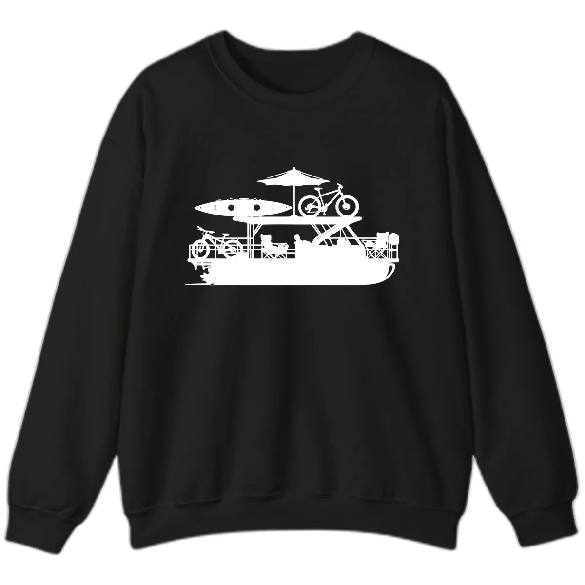 Pontoon Boat Lifestyle Design Sweatshirt in Black