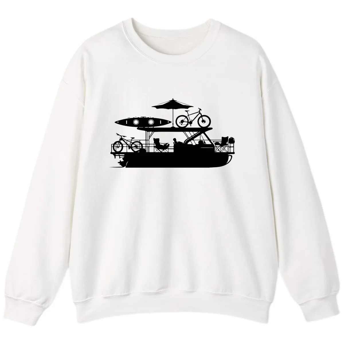 Pontoon Boat Lifestyle Design Sweatshirt in White