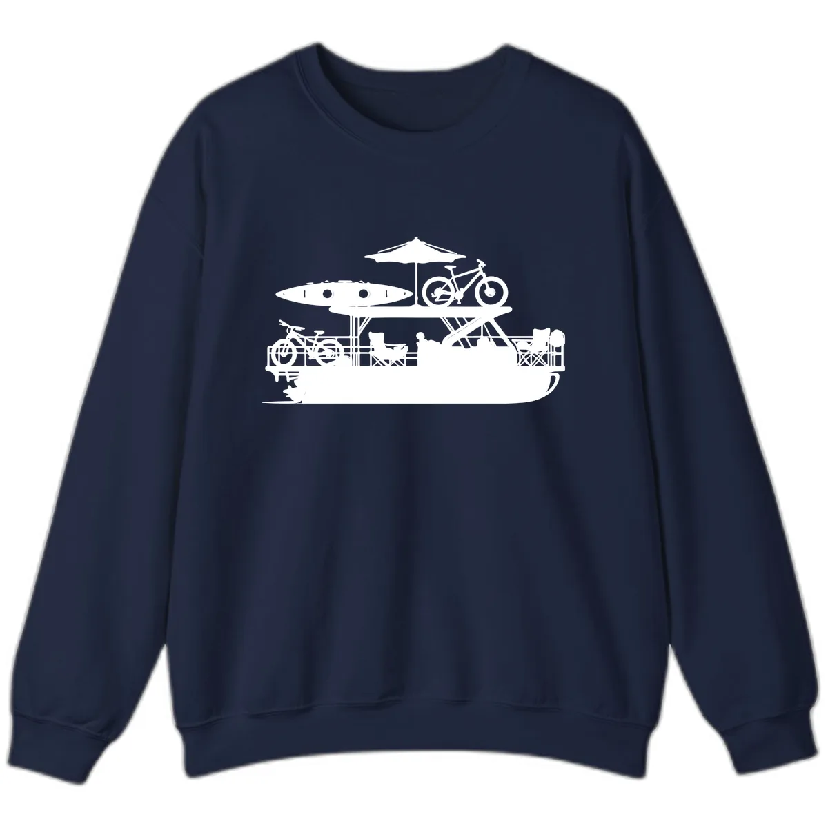Pontoon Boat Lifestyle Design Sweatshirt in Navy